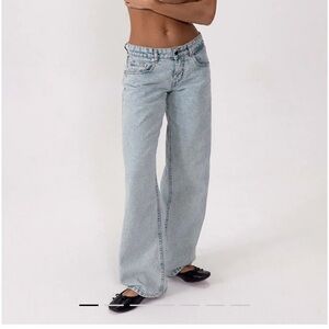 Motel Rocks Low Rise Parallel Jeans In 80s Light Blue Wash W30 L34
